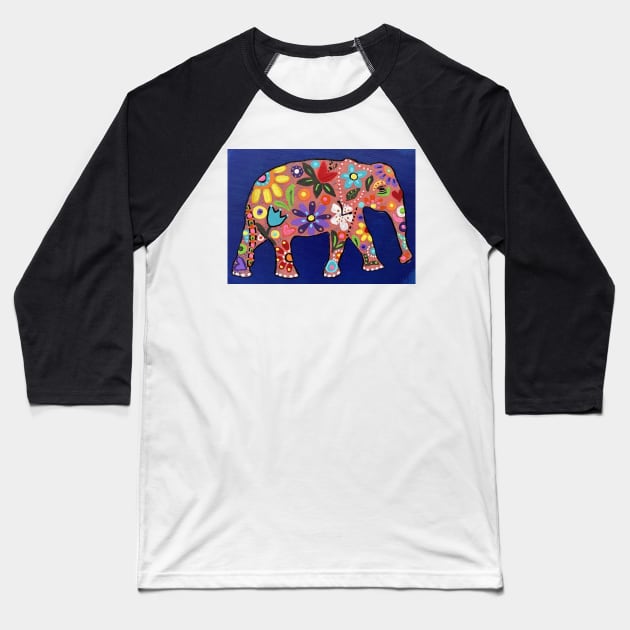 Elephant Festival Baseball T-Shirt by MagaliModoux